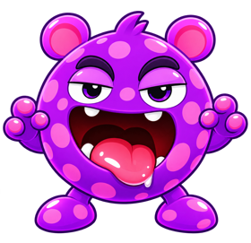 Berry, magenta with rounded ears and spots