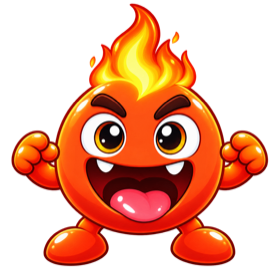 Cinder, orange-red with a flame tuft
